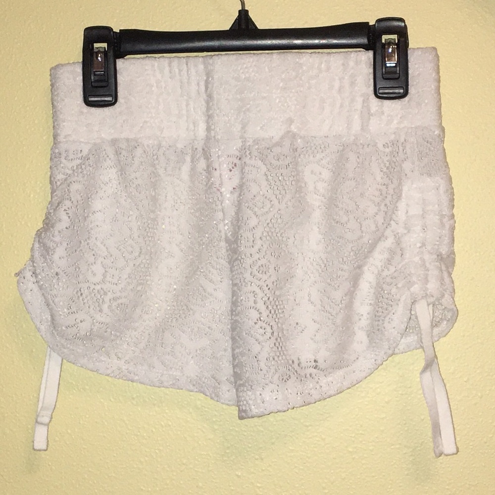 Lace Swim Short Coverup with tie detail on side